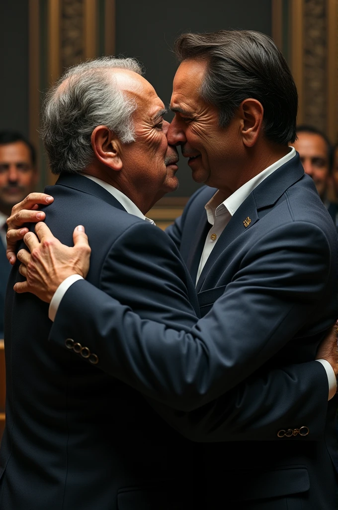 Lula and Bolsonaro kissing
