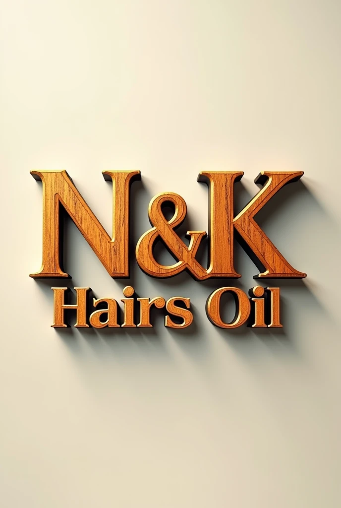 Create a logo which is written in golden woden 
Logo name is (N&K) (hairs oil) 
