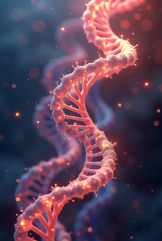 Illustration art piece, DNA double strand, DNA double strand, Complex molecular structure diagram, rich and colorful, Mysteries of the human body