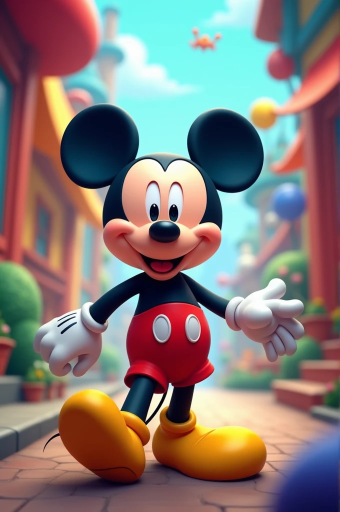 Mickey mouse coming out of a background 