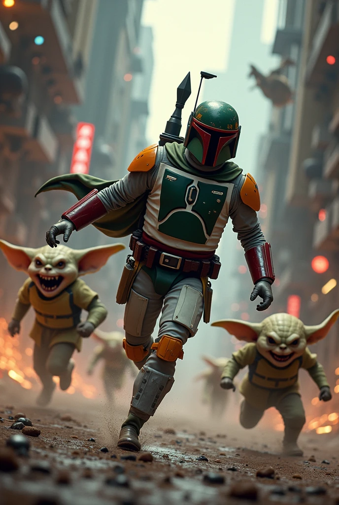 Boba Fett fleeing from Gremlins、Star Wars、movie、Mandaean、