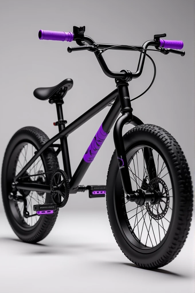Generate a black bmx bike with purple details