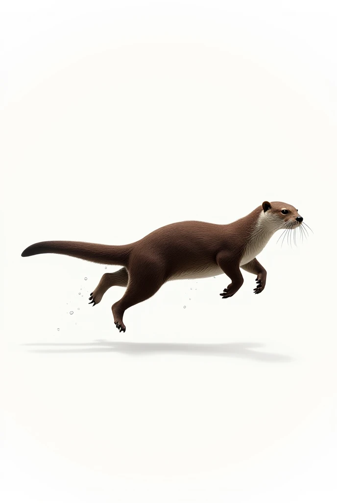 Large otter as if swimming with white background