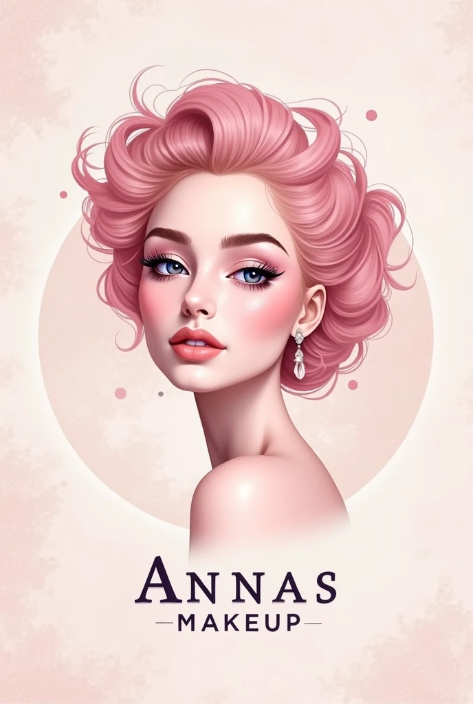 Create a logo brand with the name ANNA'S MAKE UP in the colors Pink and Rose, very sophisticated and with more Makeup details.