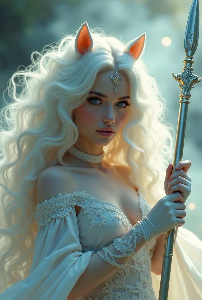 ( Perfectly Correct Anatomy ) Centaur very beautiful charming girl(The girl's lower body is a white horse body)Centaur close-up with long white curly hair and long gloves holding a sparkling spear high dynamic smoke dust flying motion blur background ethereal mysterious intricate detailed surreal science fiction art aesthetic light and shadow movie special effects high resolution image surreal texture high resolution Spend, Digital painting,
Delicate and dynamic rendering, super high quality, masterpiece, Super detailed, Highest quality animation style high definition presentation