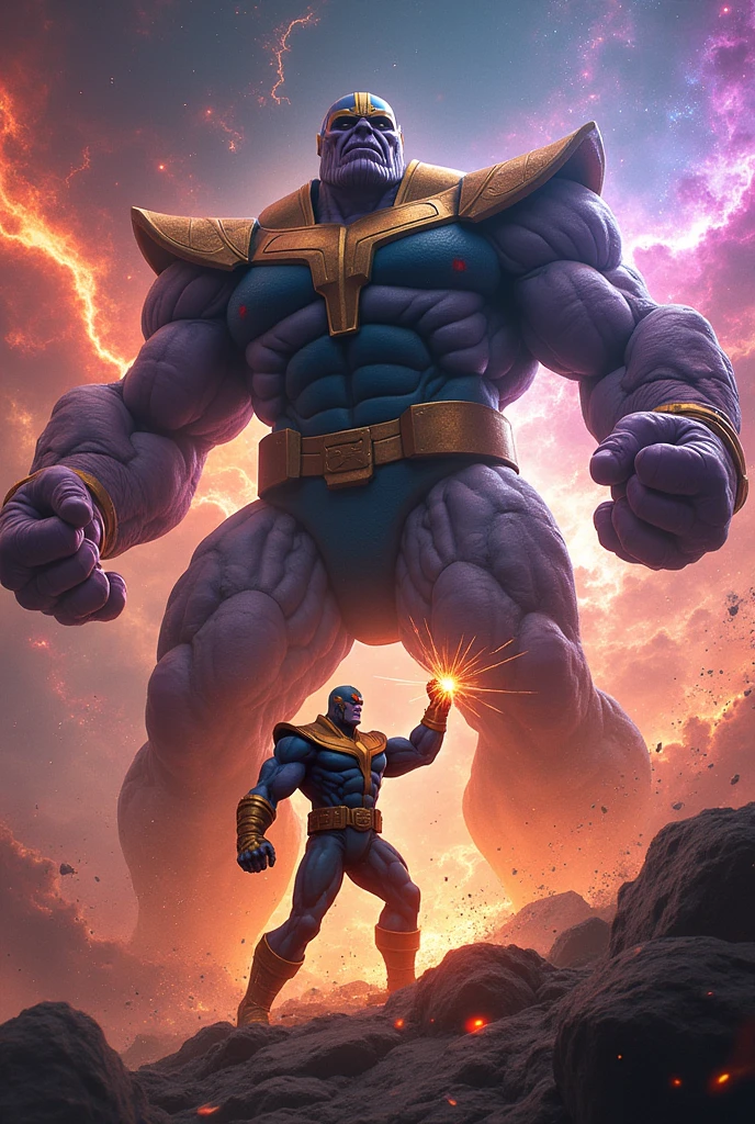 Galactus defeating Thanos