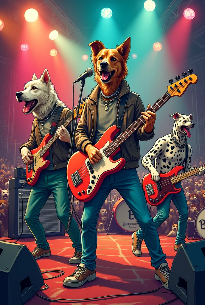 (Comic) rock band made up of dogs