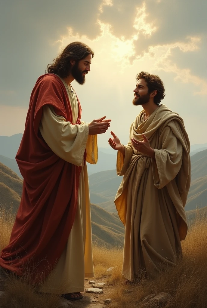 Jesus speaking to a man
