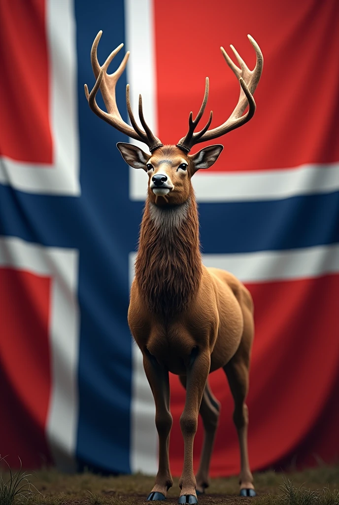 deer with norwegian flag background
