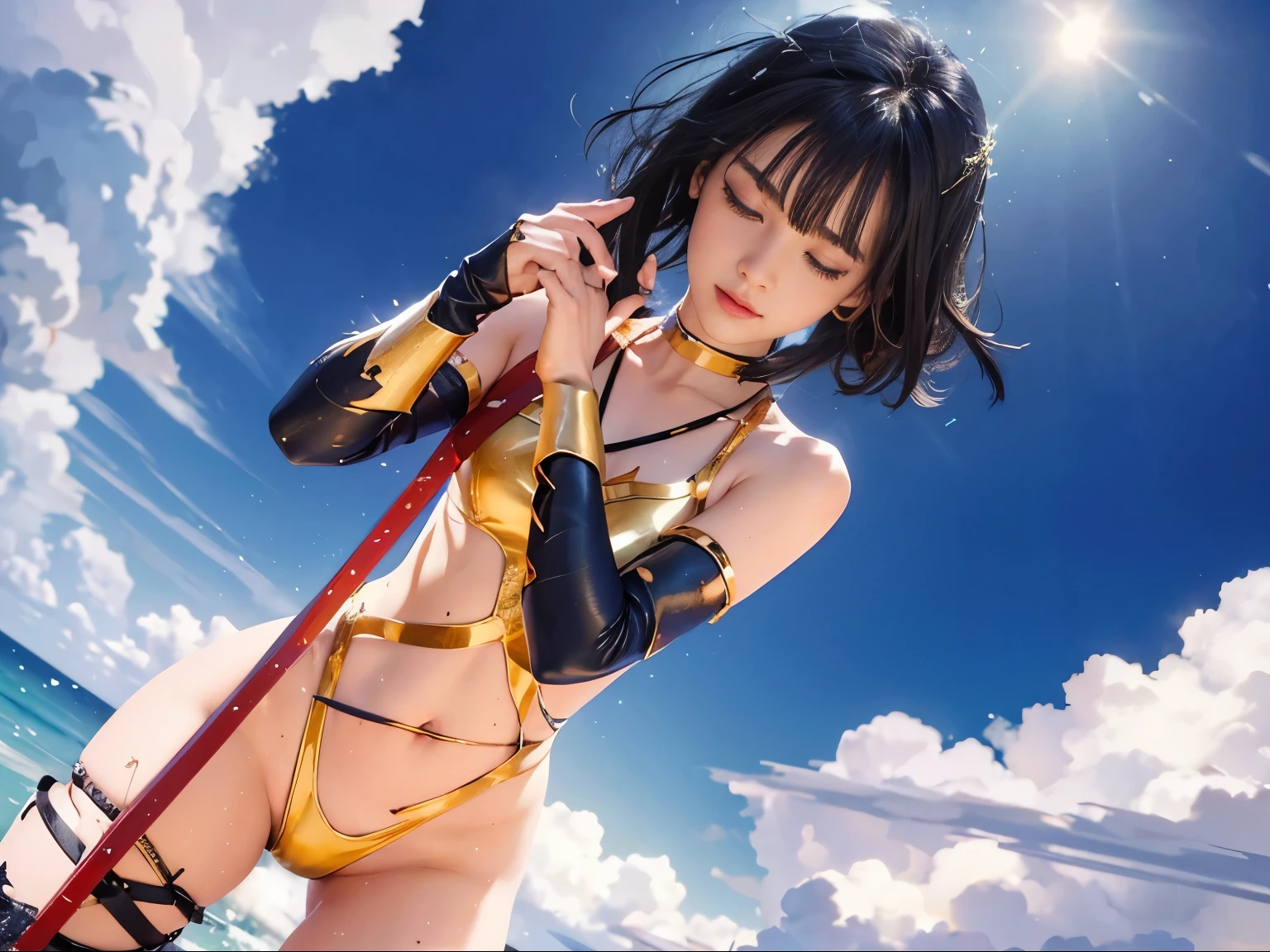 photorealist,High resolution,HdR,generated by AI,Awesome,{{{amazing quality, very Aesthetic}}},{{{Aesthetic, Best Quality, absurdities, realist}}},super detailed wonder,{{light reflecting clothing}},dynamic lighting,{{Marine Senshi in uniform}},{{{sailor mars}}},Beautiful, ,Alone,small breasts,white leotard,Red mini skirt,{{{{{emphasis line,electric shock}}}}},{{{{{Arched back}}}}},{{{battle damage,torn clothes,sweaty clothes}}},{{arched eyebrows}},{{{closed eyes}}}, {{shout out}},ORGASM, {{{naked,NSFW, Best Quality, amazing quality, very Aesthetic, absurdities,Scoop Neck,,Beautiful Caucasian woman,(((open neck))),slender body,light blond hair, Attractive posing, full body, perfect detailed face, frame the head, glamour,damage costume,Beautiful Caucasian woman,slender full body,perfect detailed face, frame the head,wear torn,(torn clothes:,,,(()),(night sea background:1.2),shiny skin
