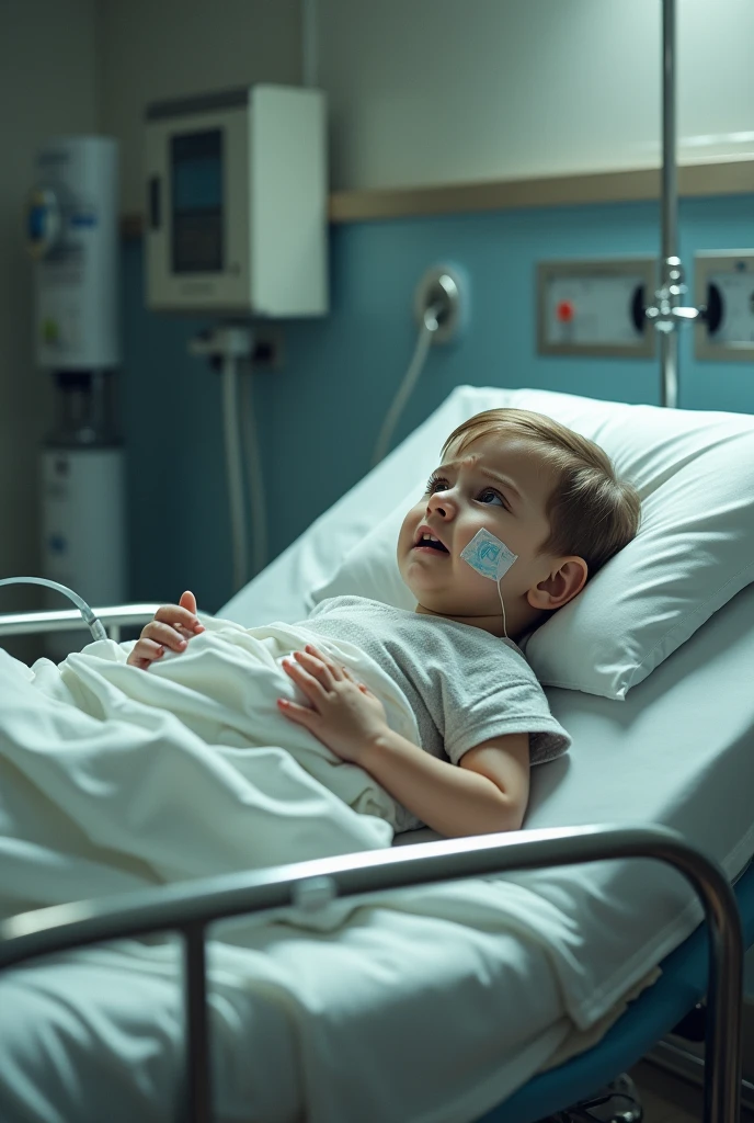 child on a stretcher in hospital