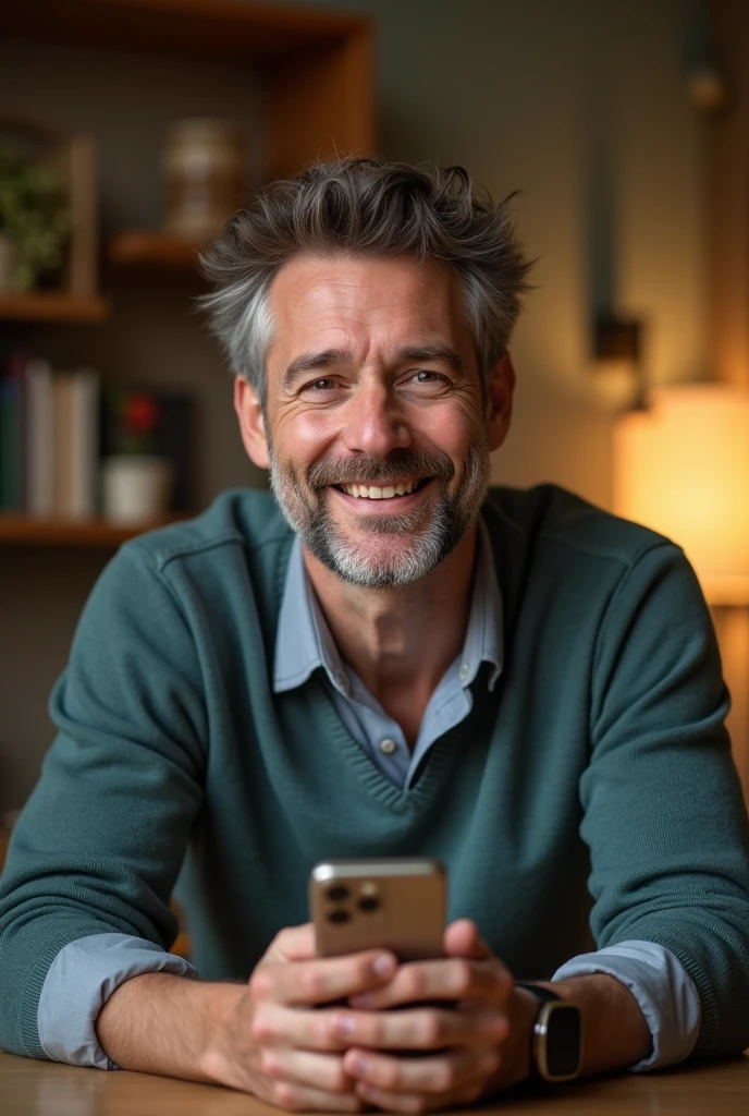 An older brother broadcasting on his smartphone
