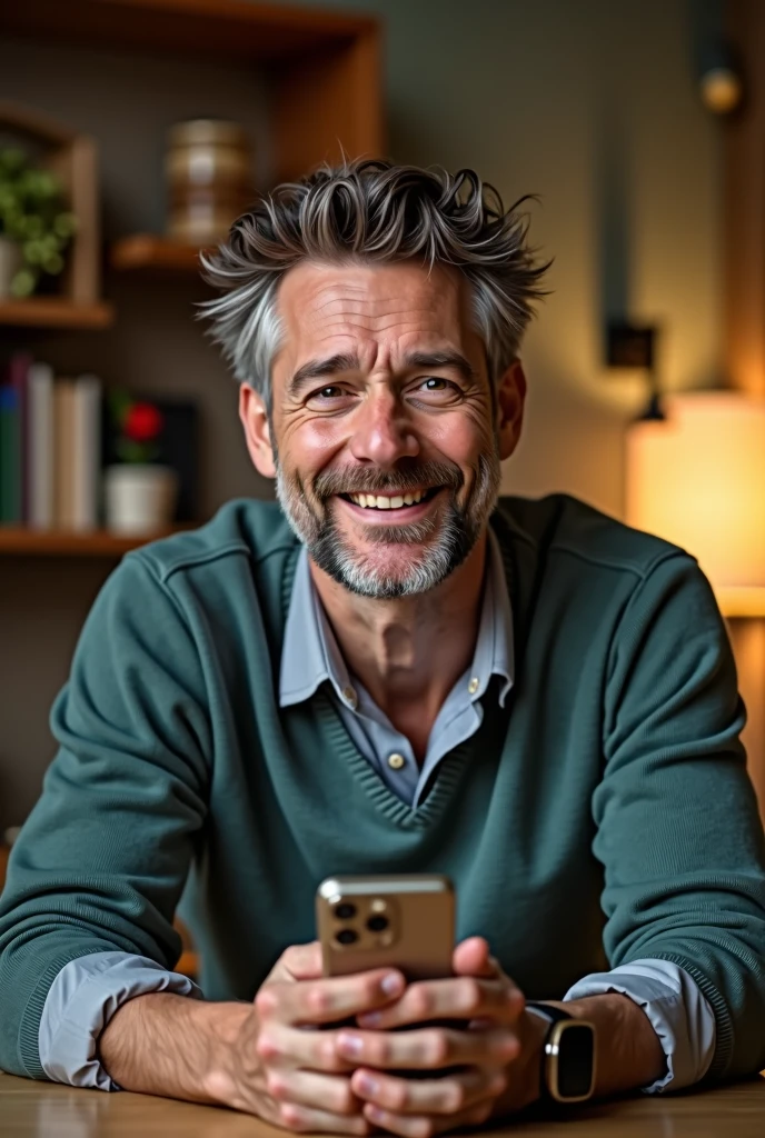 An older brother broadcasting on his smartphone