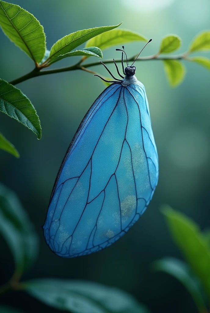 A blue butterfly cocoon