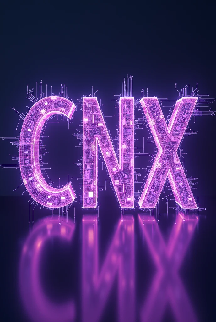CNX letters in purple with technology inside and transparent background