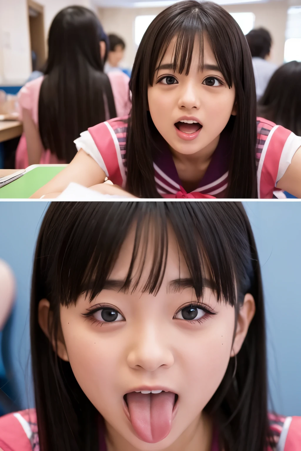 live-action　High school girls　ahegao