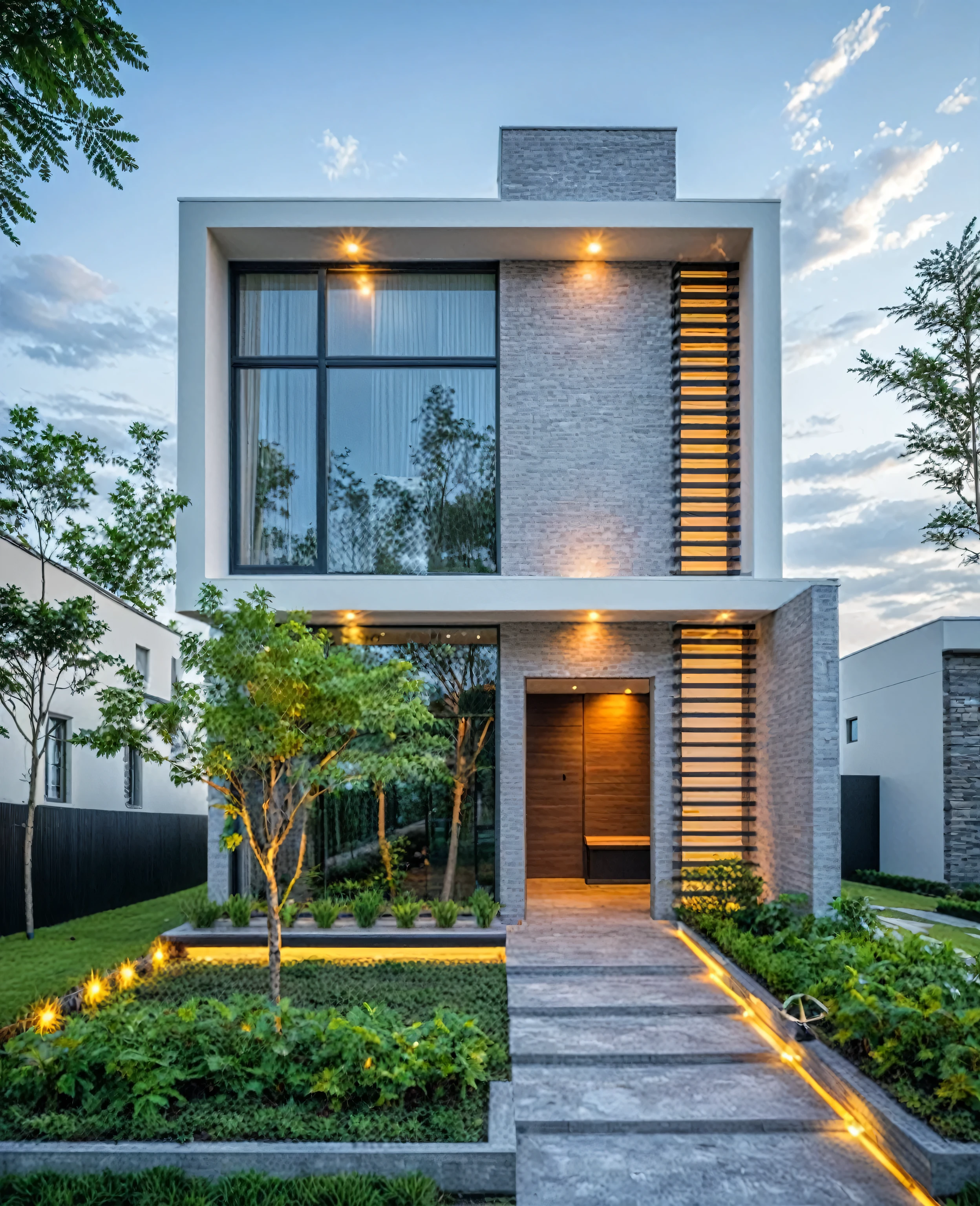 Masterpiece, high quality, best quality, authentic, super detail, outdoors, onestoreyvillaXL, aiaigroup, house style modern on the street ,stairs, white wall ,road,pavement, grass, trees, sky, cloud, (daylight:1.1)

