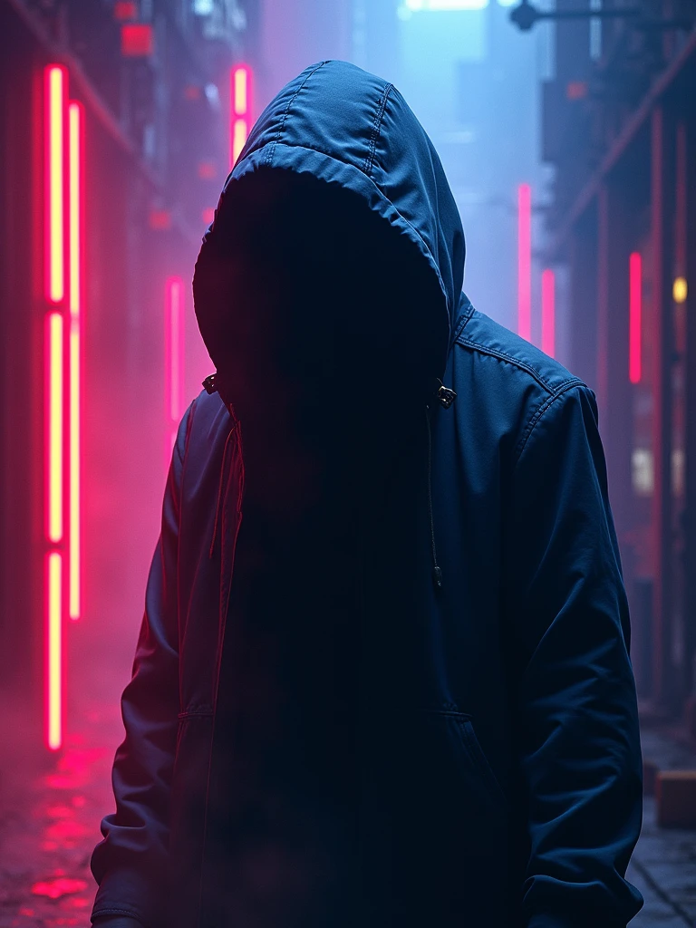 , with a neon color behind