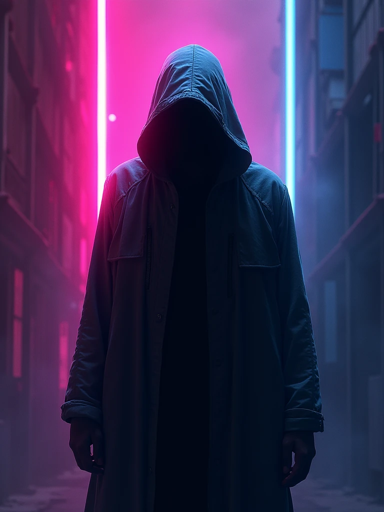 , with a neon color behind