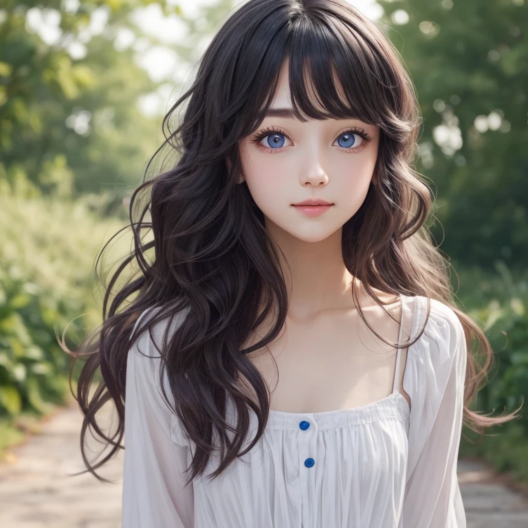 long hair with loose wavy、Very cute face、Soft Light,Sparkling eyes,Violet's Eyes、Captivating beauty、Attractive adult woman、Beautiful woman、Ultra-high resolution, Realistic,High Resolution Skins:1.2, Waist Up Pose , Moist, Slim body with beautiful curves, Realistic skin texture, Young sensual woman 2,