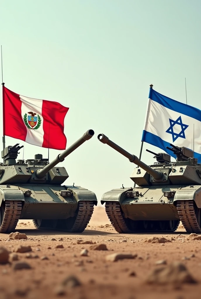 TANKS WITH FLAGS OF PERU AND ISRAEL
