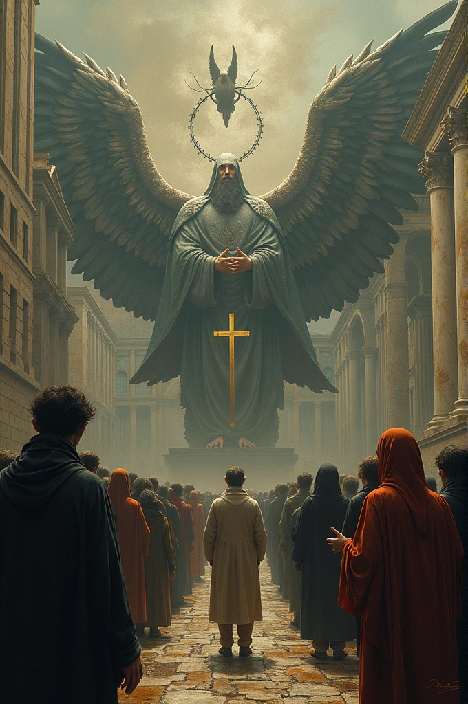 Create an image that connects That exposes manipulation and truth but that the majority that is not informed and is ignorant falls into manipulation while the powerful use it to take advantage of both religion and politics