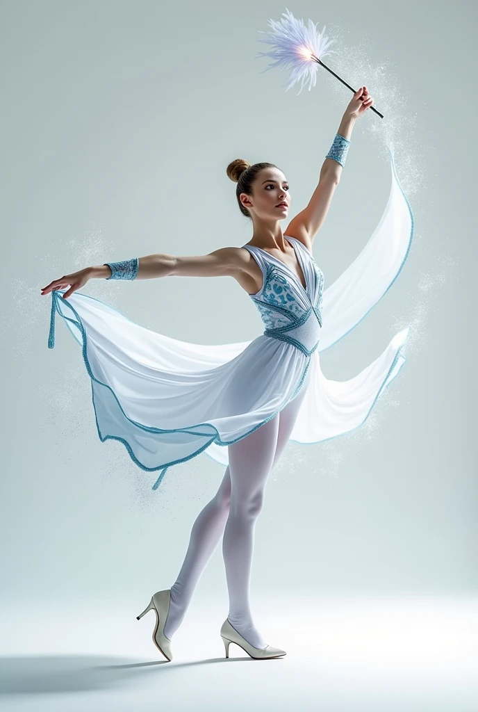 White baton twirler suit, Navy blue and light blue 
