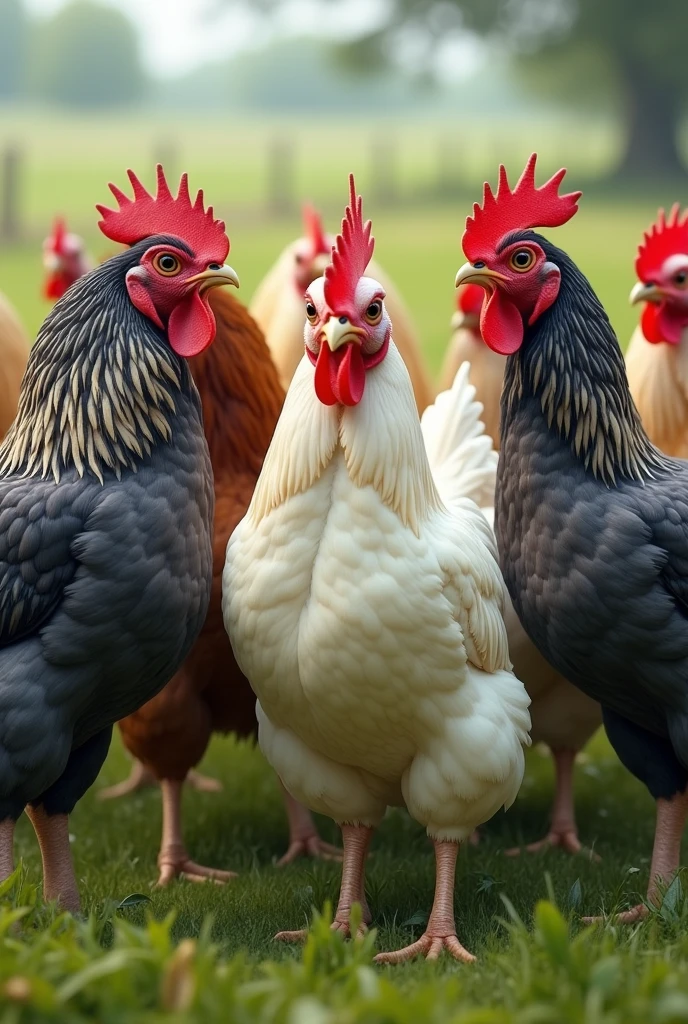 Brahman chickens，Chickens gathered together