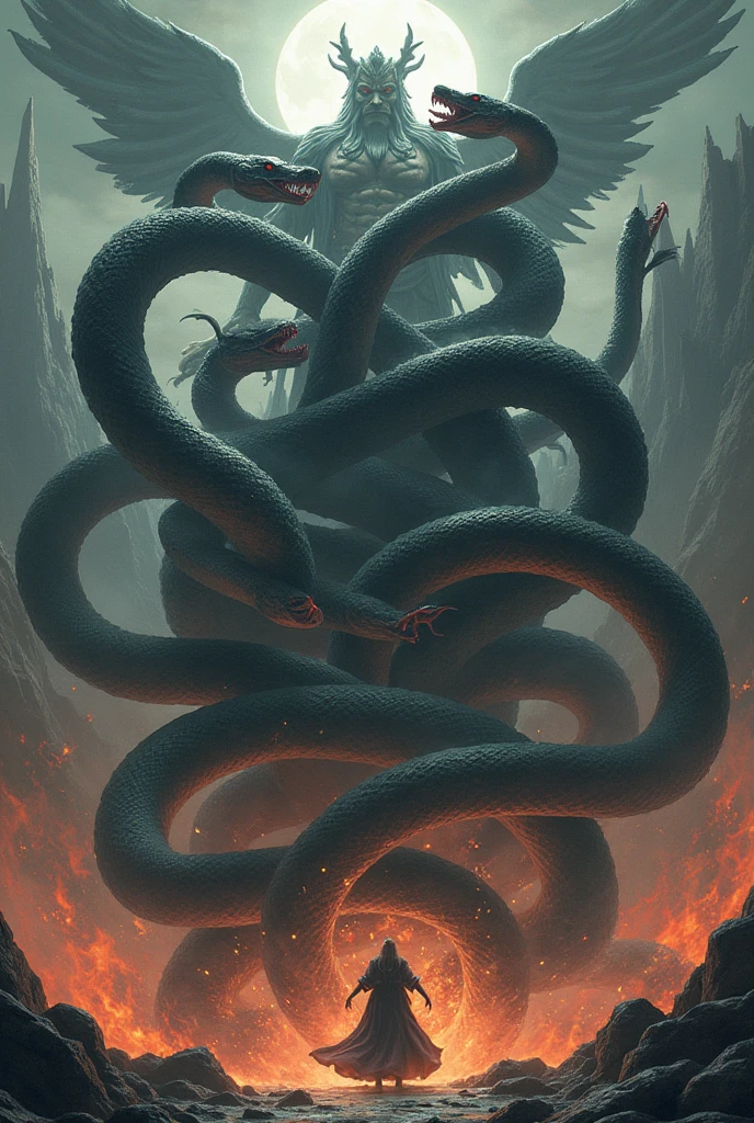 A huge twisted snake pupil appeared at the top,Surrealism,Abstract Art,Impression style,Lovecraft atmosphere