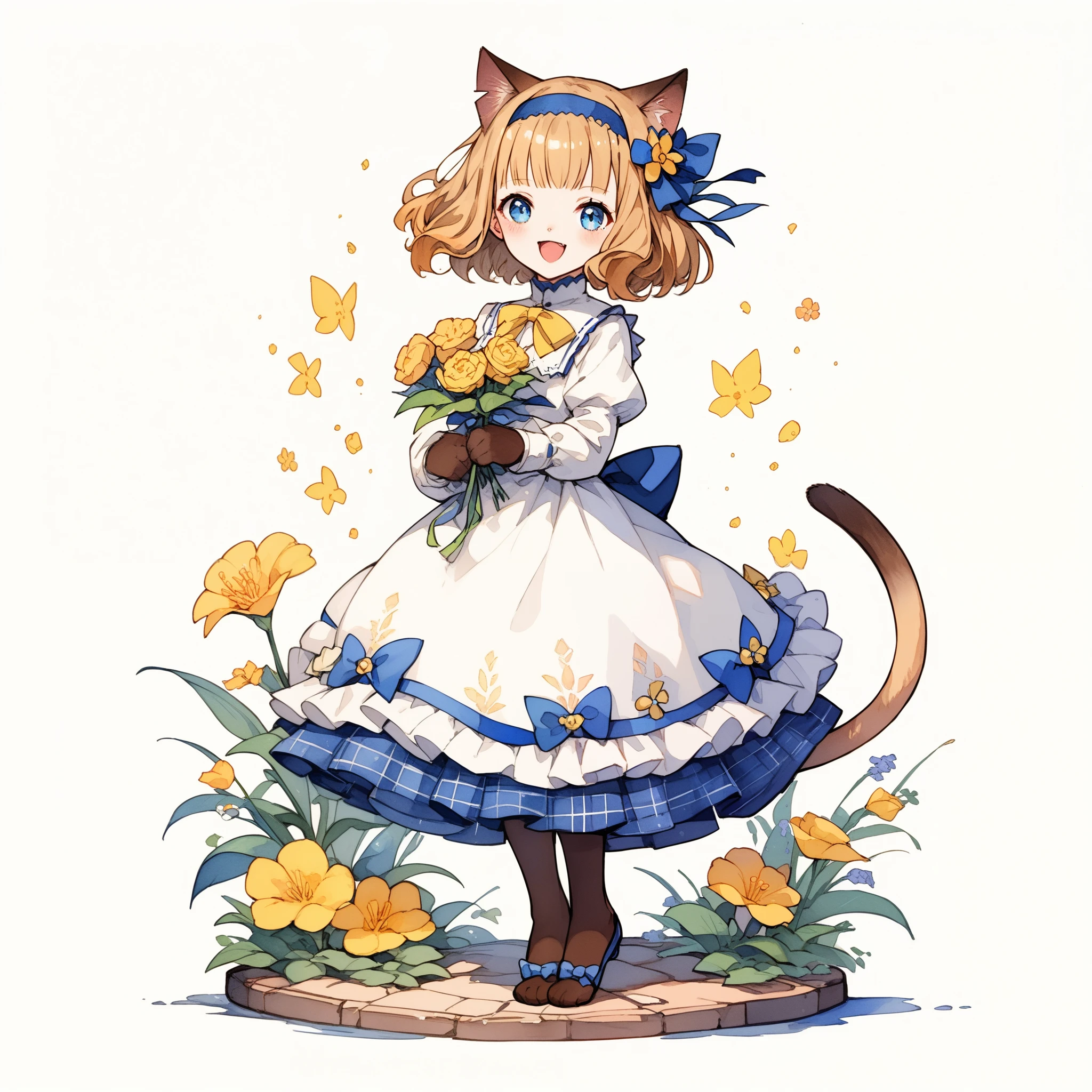 (score_9,score_8,score_7_up,score_6_up)sinozick style,flat color, dark theme
mirin_(mirin_4) original commentary_request highres millipen_(medium) painting_(medium) traditional_media watercolor_(medium) animal animal_focus artist_name blue_eyes bow cat dated flower full_body hatching_(texture) holding holding_flower looking_at_viewer mimosa_(flower) no_humans notched_ear open_mouth realistic rearing ribbon siamese_cat smile standing straight-on tail white_background yellow_bow yellow_ribbon