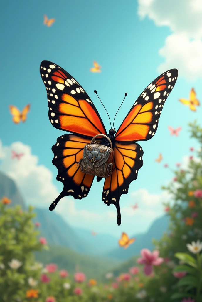 backpack butterfly flying