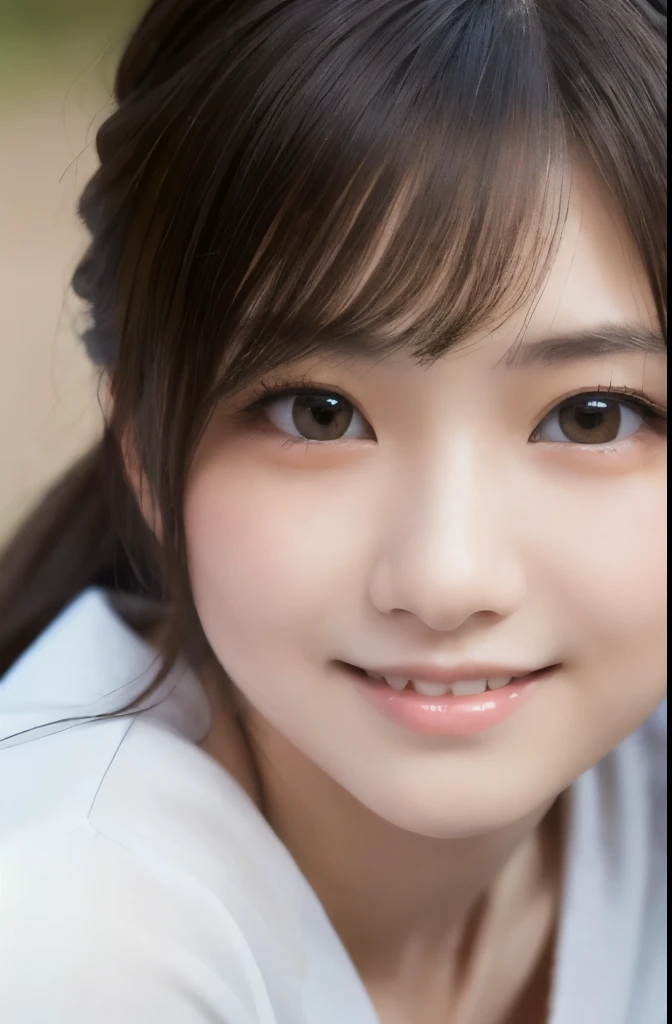 best quality, face focus, soft light, ultra high res, (photorealistic:1.4), RAW photo, (fair skin), (kawaii),
1 Japanese girl, solo, cute, smile, (pupil, lights in the eyes), detailed beautiful face, Medium-sized breasts,(high resolution detail of human skin texture),(portrait), upper body, white traditional kimono
