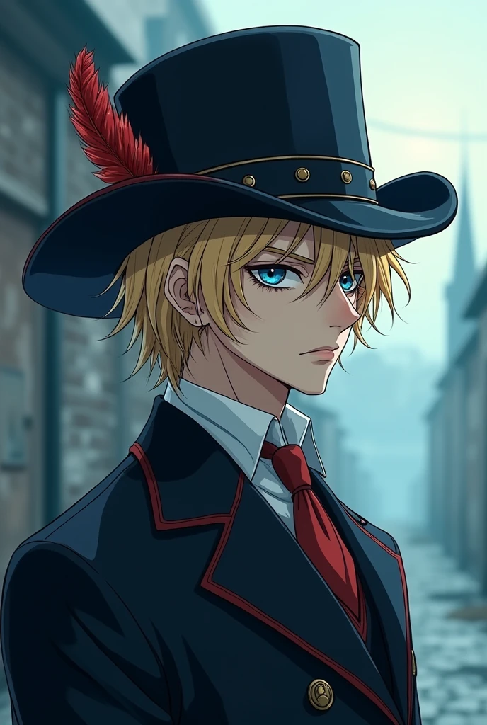 Johan Liebert wearing a Bavarian hat, anime version