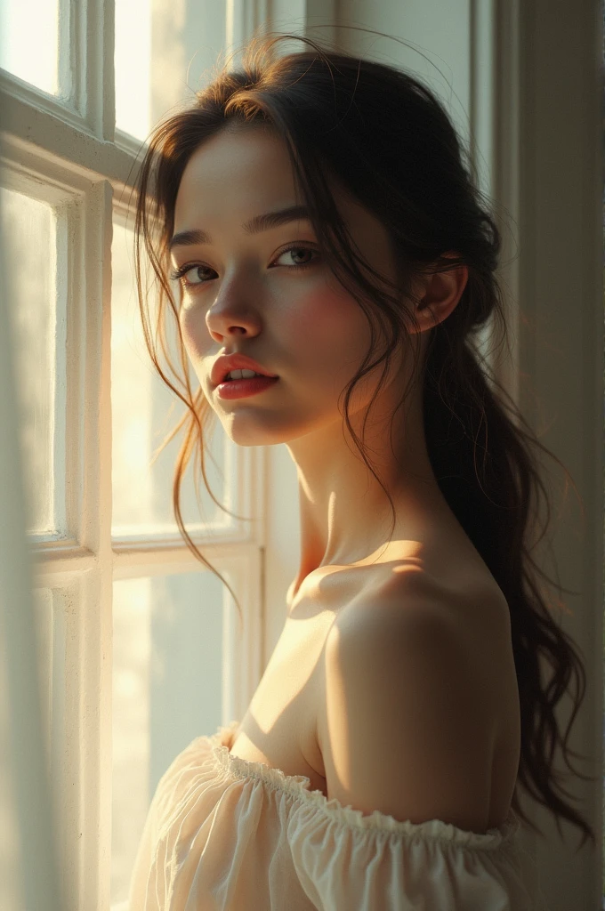 Draw a stracth most beautiful simple girl which type i am seeing yet. My heart fell in love with her. Standing at window and seeing toward me