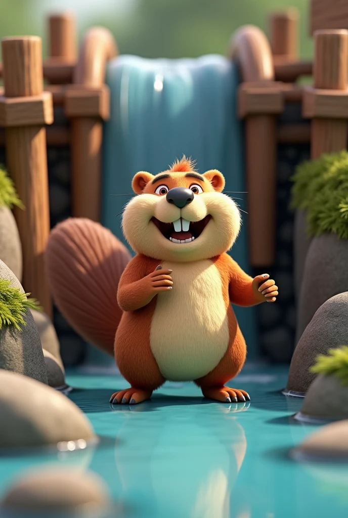 Animated beaver in a 3D dam for the social media mascot of my study group focused on Hydraulic Engineering and to accompany it to the publications