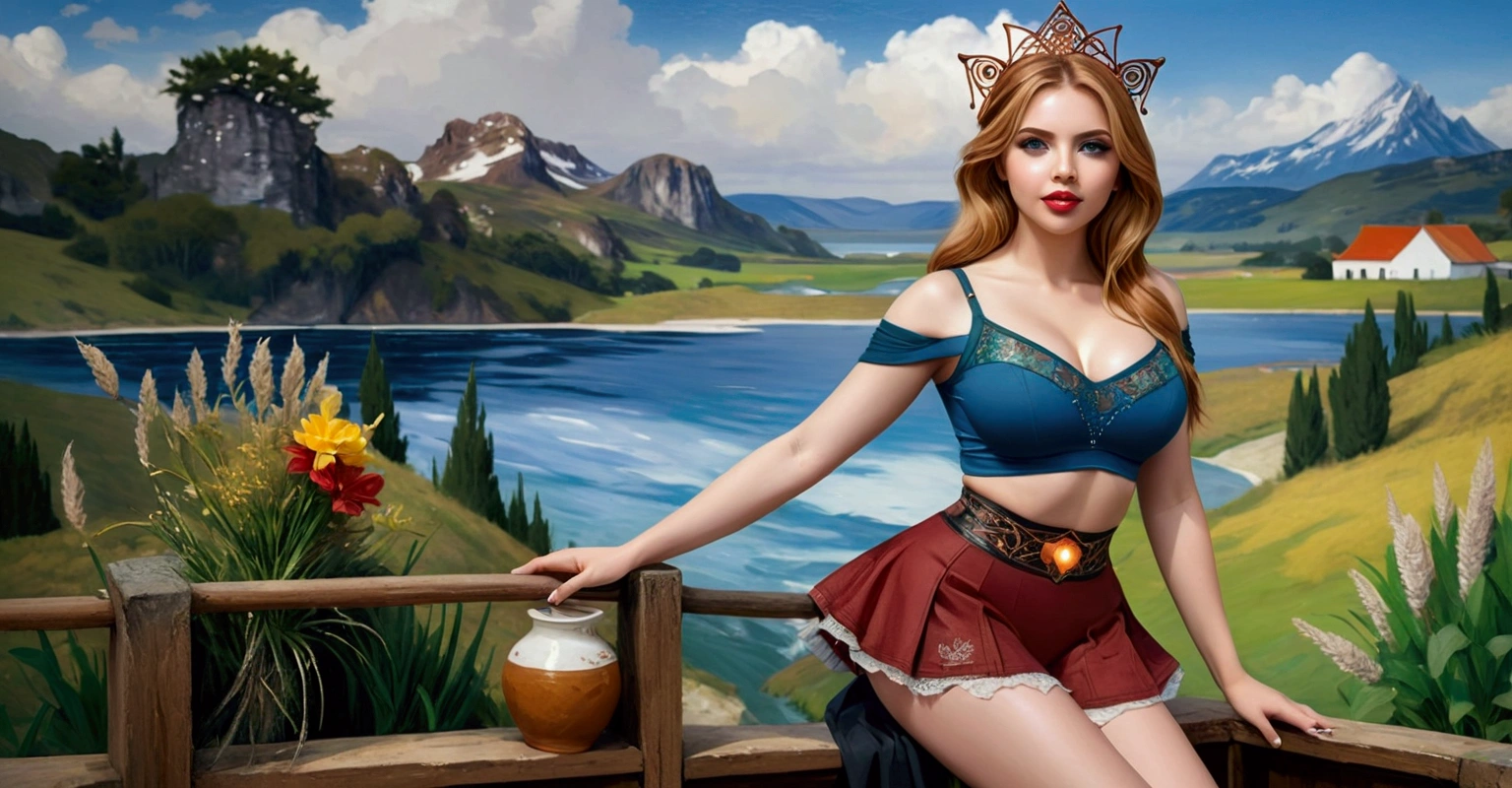 Beautiful Women Farm Girl Perfect Plump Lips Gingham Top Deep_cleavage Bare Midriff Short Shorts IDetailed Beautiful Eyes Gorgeous Smile HourGlass Figure Official Art Award Winning Digital Painting Digital Illustration Extreme Detail 4k Ultra Hd Rococo Polished Intricate Realistic Fantasy Art Sharp Focus Concept Art Art By Wlop Artgerm (2d Vector Illustration) Light Airy Hopeful. Stunning Combination Of Olivia Rodrigo Ariel Winter Molly Quinn Kim Kardashian