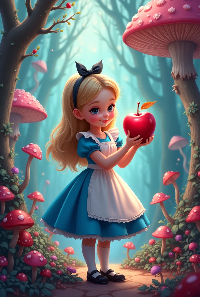 Alice and wonderland holding poison apple colors everywhere in wonderland (cute) (hot) 