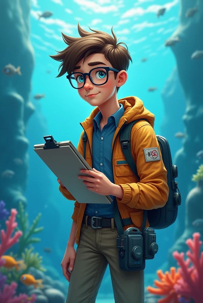 A age male marine biologist with glasses 