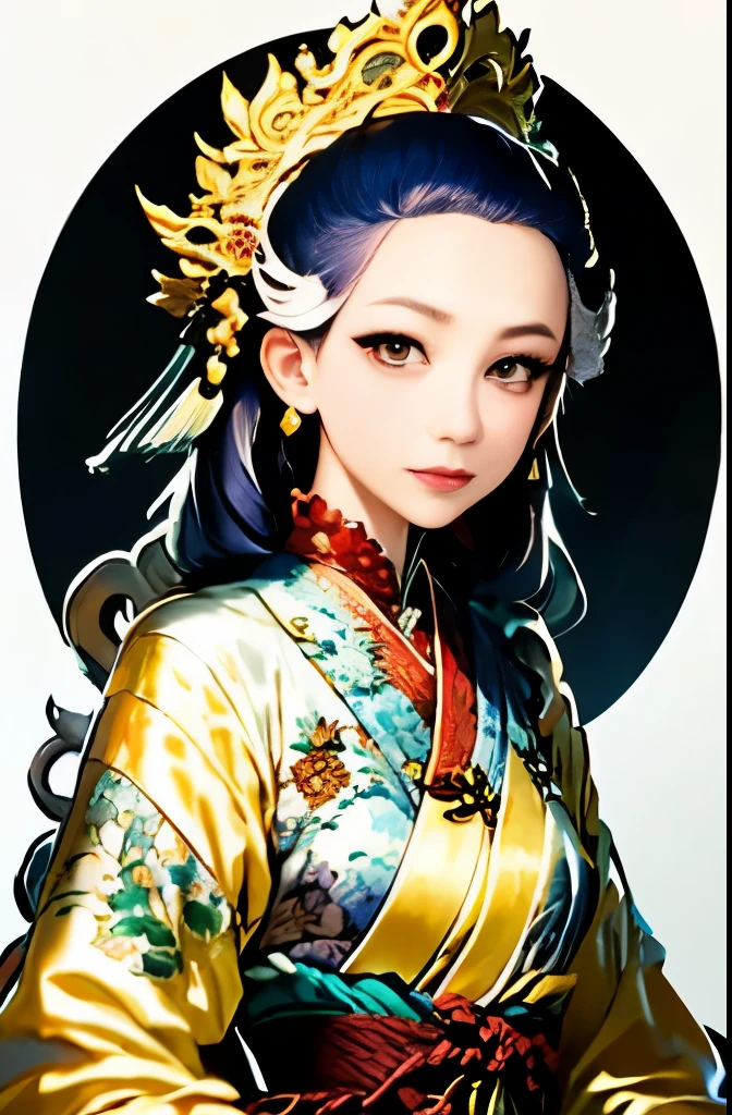 painting of a woman in a traditional dress standing in a field, traditional beauty, by Sheng Maoye, by Ni Zan, beautiful character painting, traditional art, , by Gao Fenghan, inspired by Miao Fu, by Lu Guang, by Li Fangying, by Chang Dai-chien, thailand art, by Chen Lu, traditional chinese