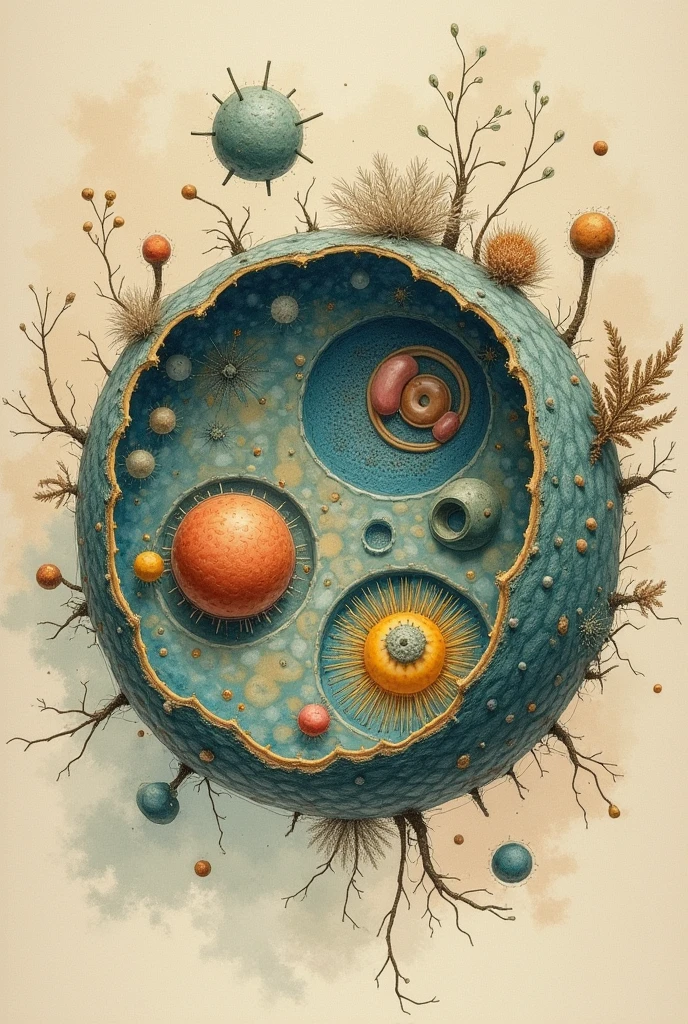 Draw a eukaryotic cell., that looks handmade, more at hand
