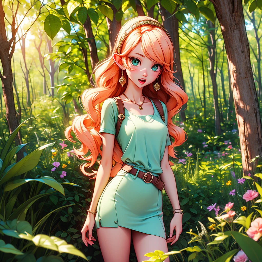 (extremely detailed fine touch:1.2), (natural light, sun light, light rays, dappled light, ray tracing:1.2), mature female , masterpiece, best quality, highly quality , ANI_CLASSIC_deedlit_ownwaifu, www.ownwaifu.com, pointy ears, blonde hair, long hair, elf, circlet, green eyes, long pointy ears, very long hair, breasts, medium breasts, earrings, lips, makeup, bangs, cape, armor, blue cape, shoulder armor, pauldrons, gloves, breastplate, belt, green dress, short dress, looking at viewer, blush, open mouth, standing, (Masterpiece, extremely detailed CG, sharp line),deedlit, offcial art, Colorful, Beautiful Japanese anime style,Extremely detailed eyes and face,Sharp pupils,realistic pupil,In the woods、cabellos largos dorados,ears of elf,Black lace panties,Slender thighs, varies multi etc. --v 6 --s 1000 --c 20 --q 20 --chaos 100