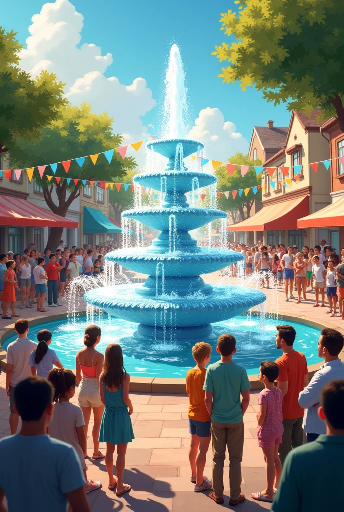 Citizens gather for a community event on the water fountain project