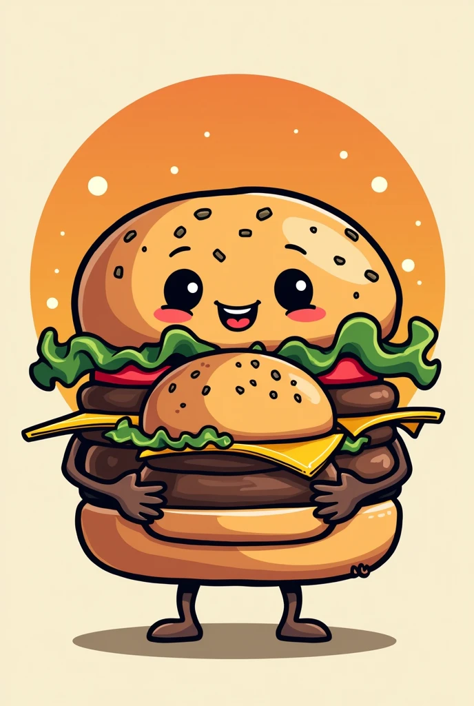 Create an animated version of a burger holding a smaller burger for a tattoo