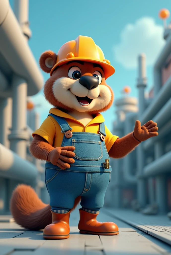 Animated engineer beaver teaching something in 3d for the social media mascot of my study group focused on Hydraulic Engineering and to accompany it to the publications