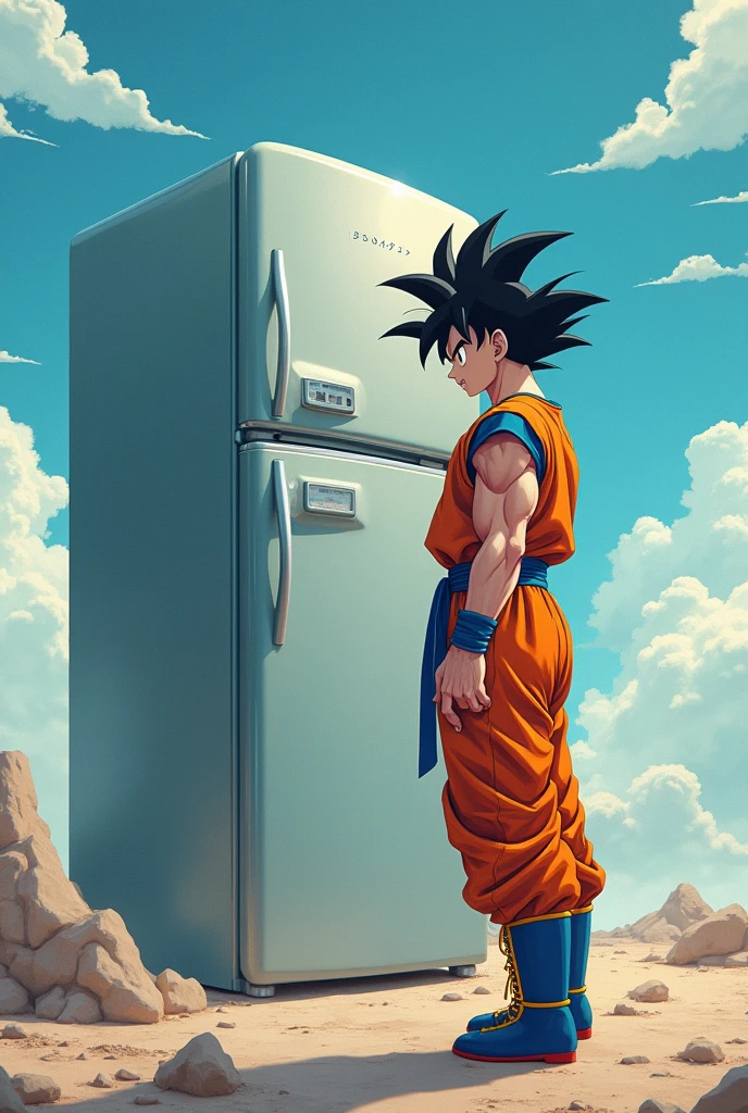 A refrigerator against Goku