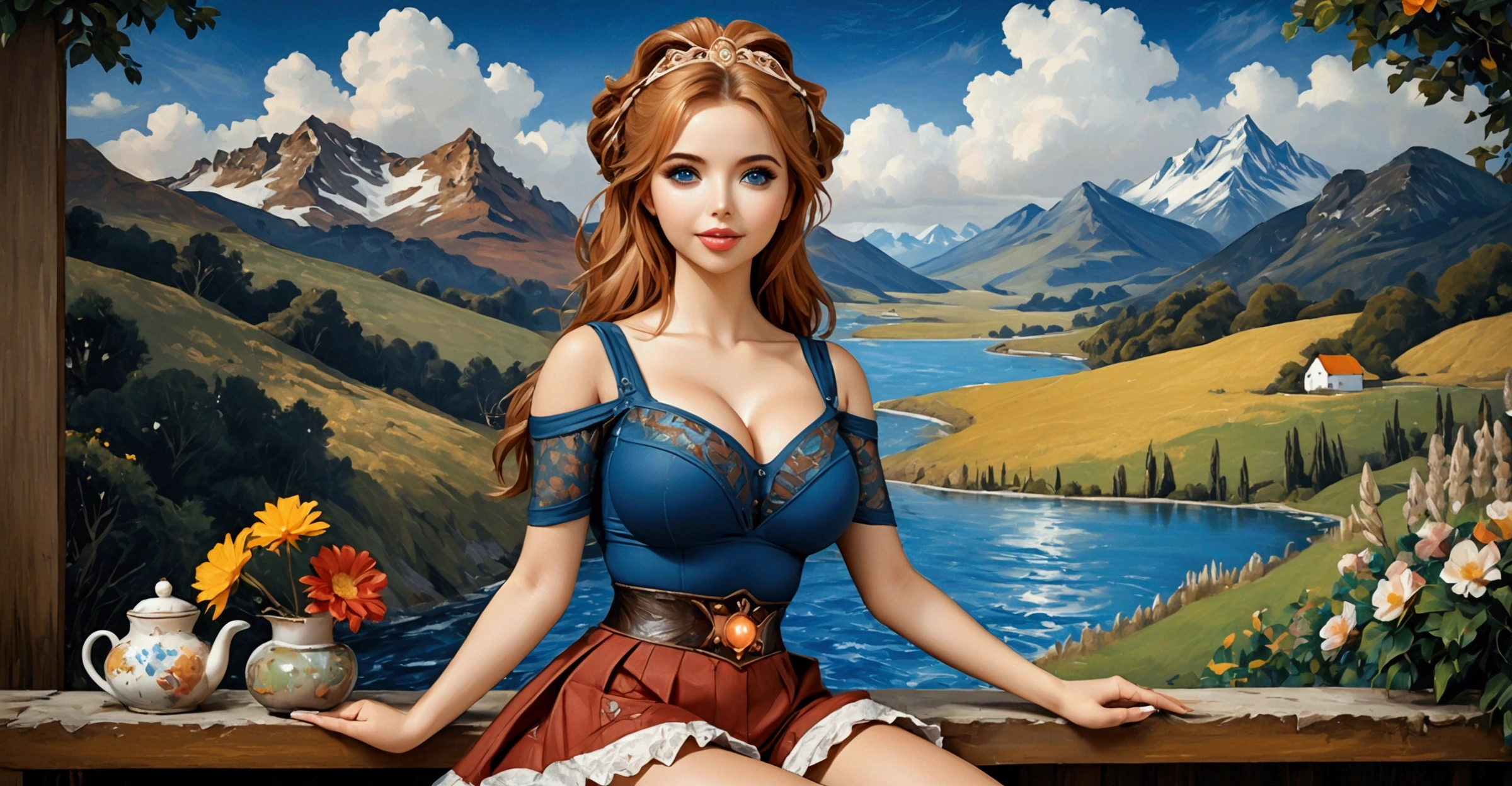 Beautiful Women Farm Girl Perfect Plump Lips Gingham Top Deep_cleavage Bare Midriff Short Shorts IDetailed Beautiful Eyes Gorgeous Smile HourGlass Figure Official Art Award Winning Digital Painting Digital Illustration Extreme Detail 4k Ultra Hd Rococo Polished Intricate Realistic Fantasy Art Sharp Focus Concept Art Art By Wlop Artgerm (2d Vector Illustration) Light Airy Hopeful. Stunning Combination Of Olivia Rodrigo Ariel Winter Molly Quinn Kim Kardashian
