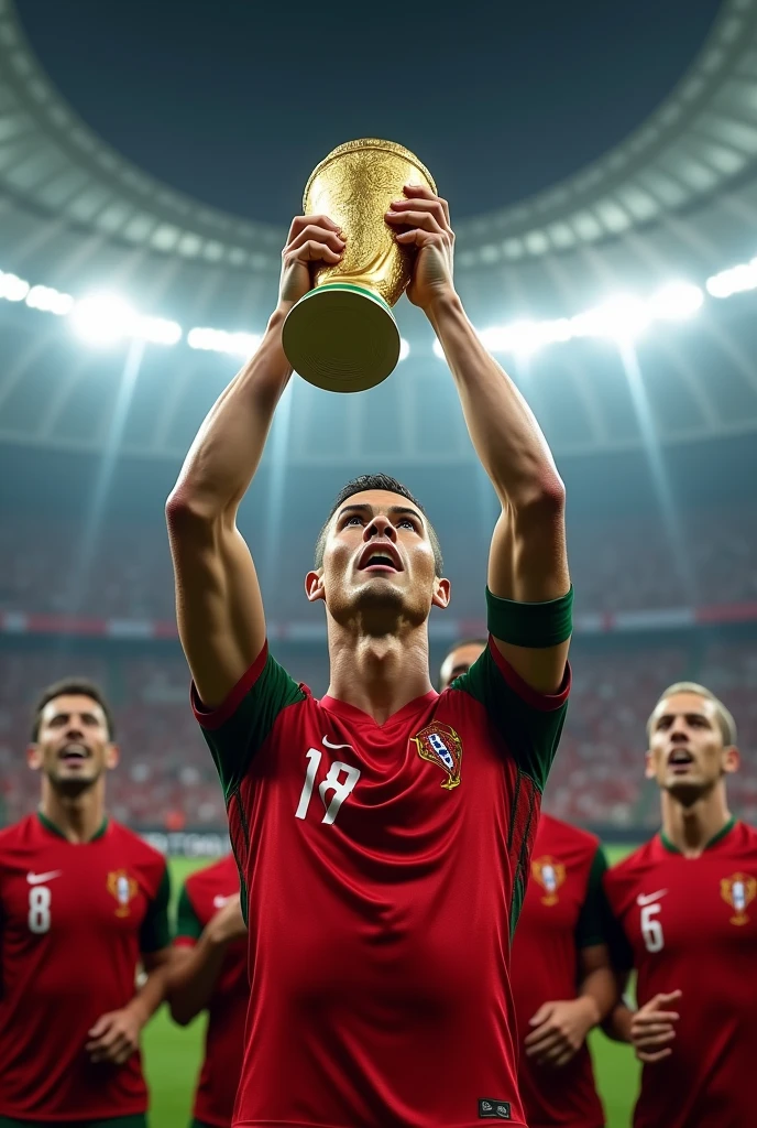 Cristiano Ronaldo with the world cup 