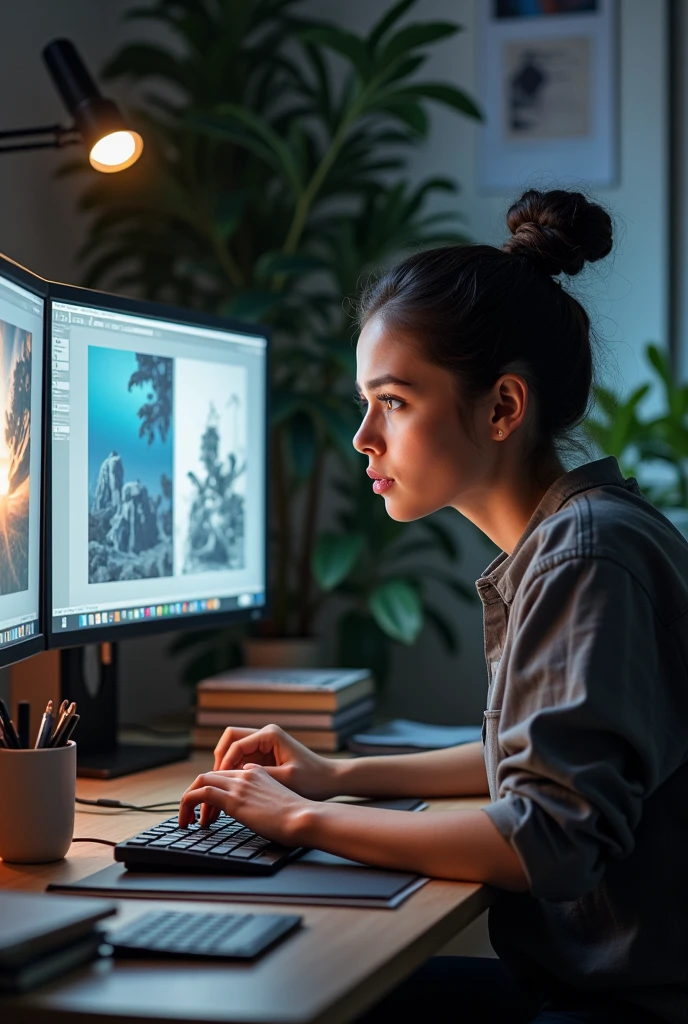 A graphic designer working on her computer