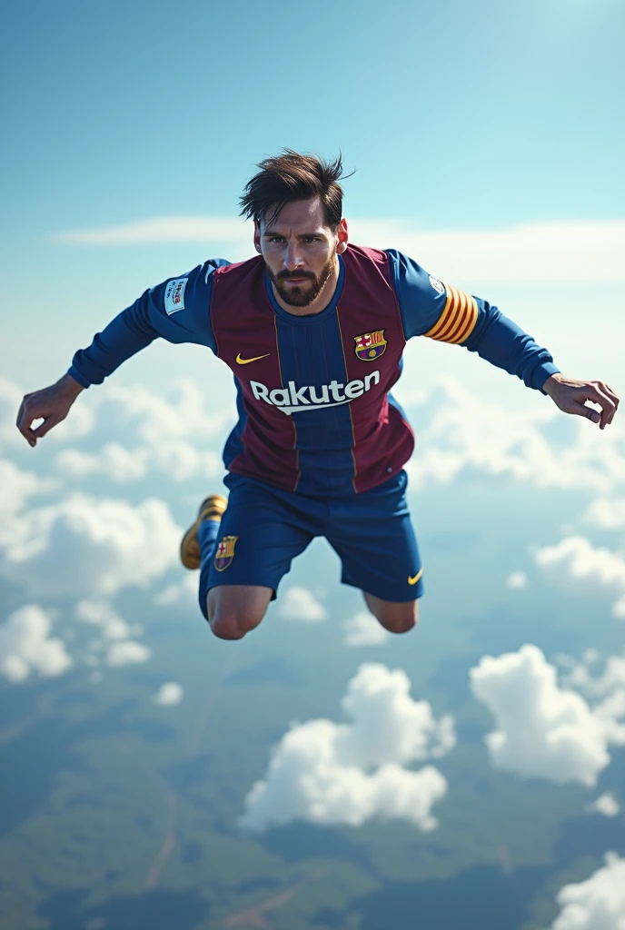 Messi is jumping from a plane