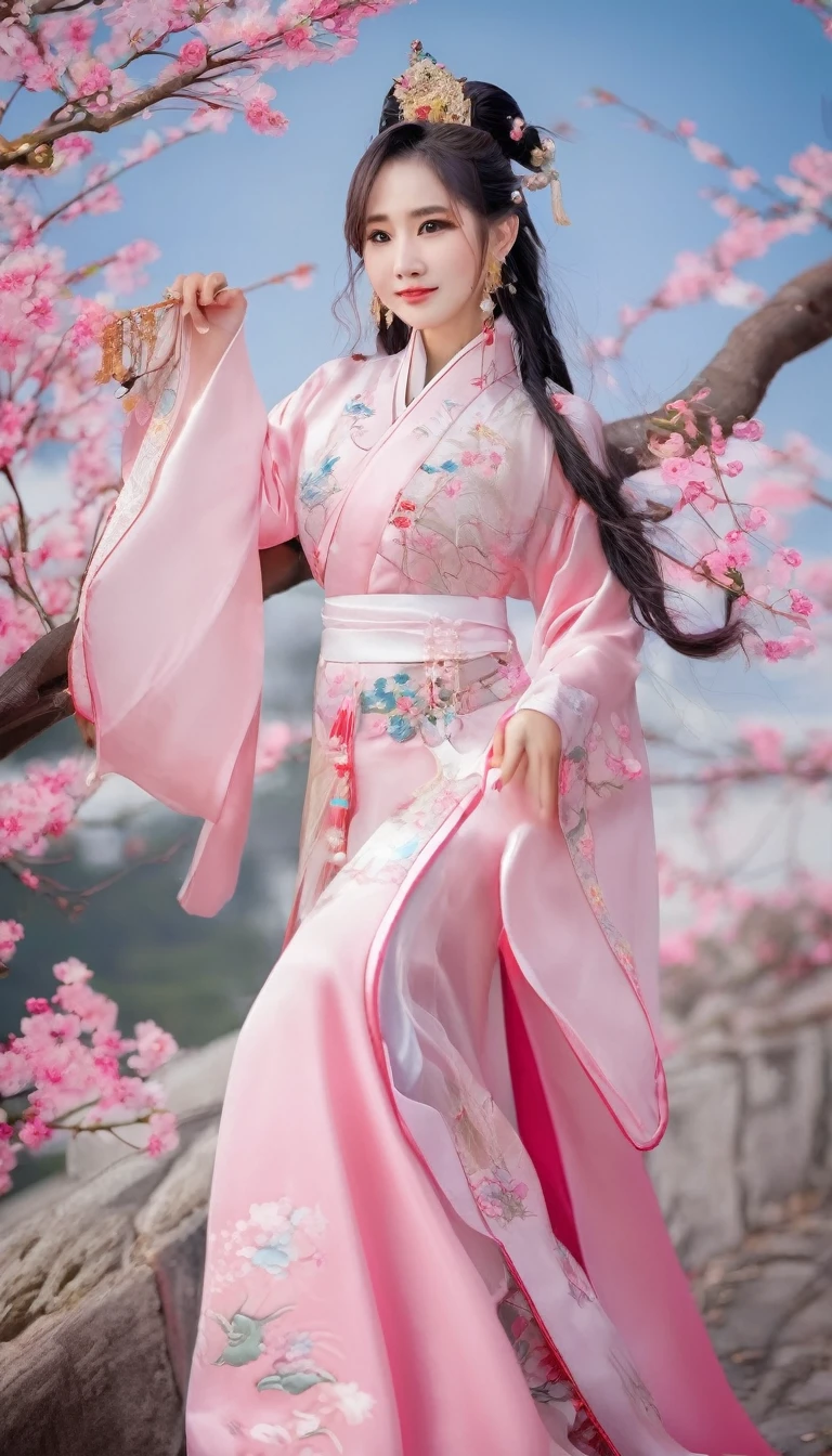 (earrings, breast), from side, male pov, 
(girl), (Bridal Accessories for hanfu , medium breasts, little hairy pussy, The vagina is visible, smile, full body, pussy, pink nipples,